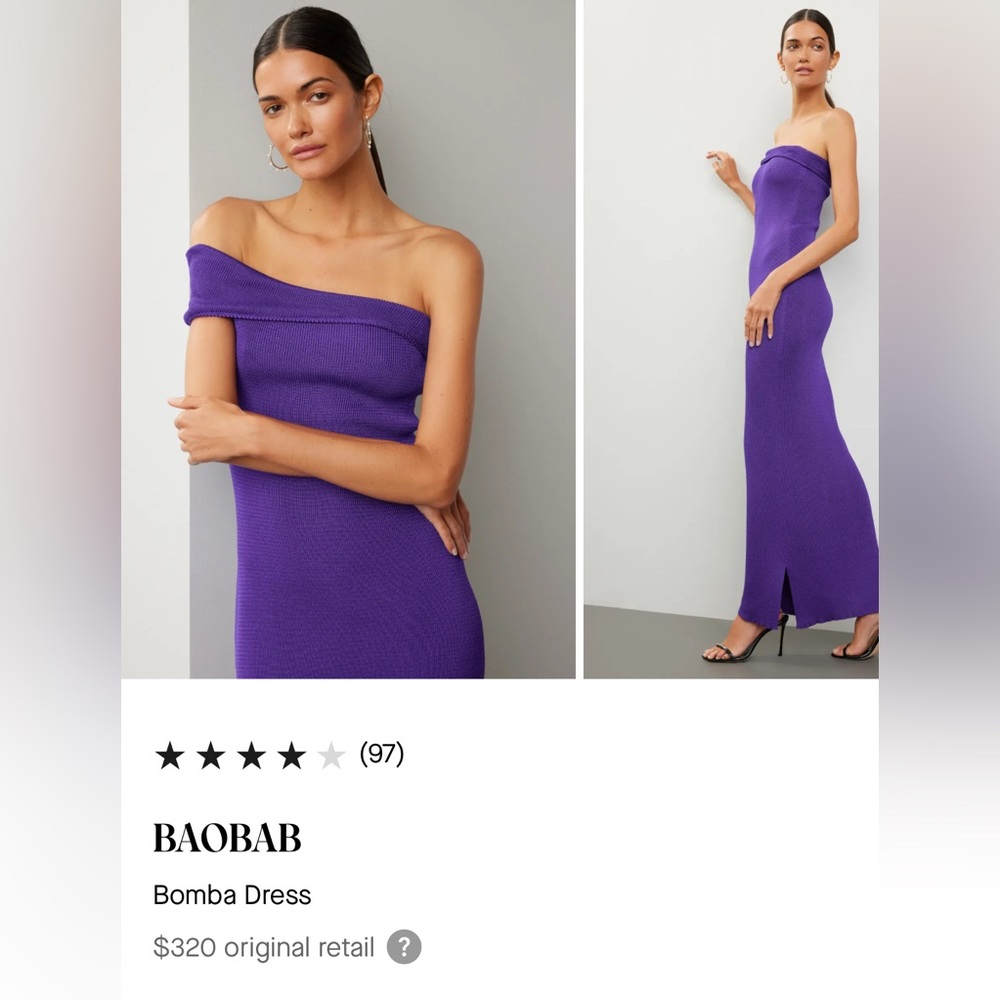 rich one-shoulder gown by BAOBAB a stunning silhouette dress with shine.